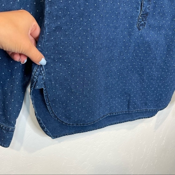 Madewell Indigo Pin Dot Chambray Popover Women Shirt Size Small - Picture 6 of 10